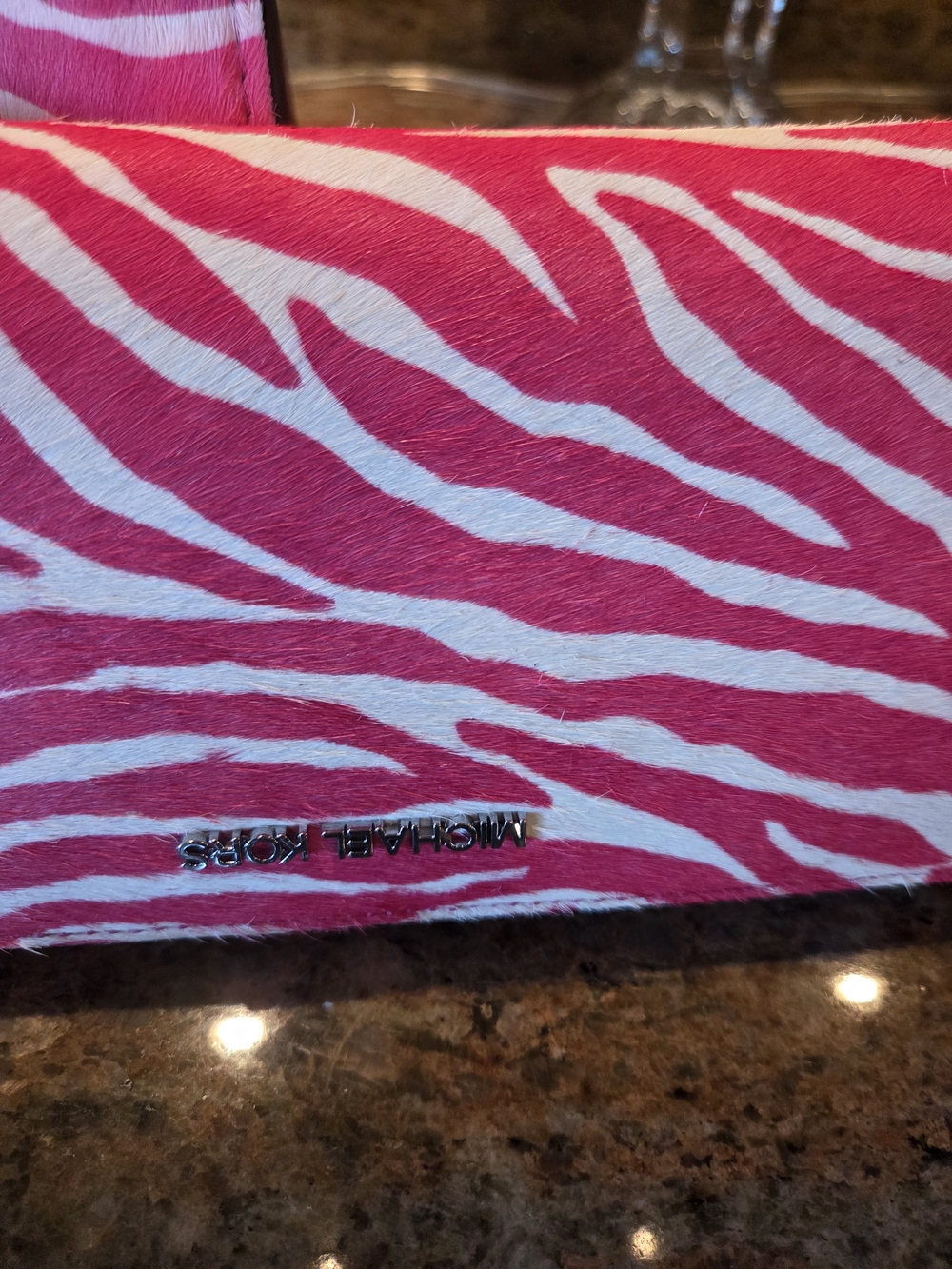 Michael Kors Hot Pink Zebra Print Calf Hair Mini Satchel with Wristlet - Picture 3 of 12